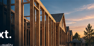 Timber-framed new-home construction in the selected design concept