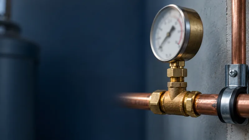 Illustration of a pressure gauge connected to a water line