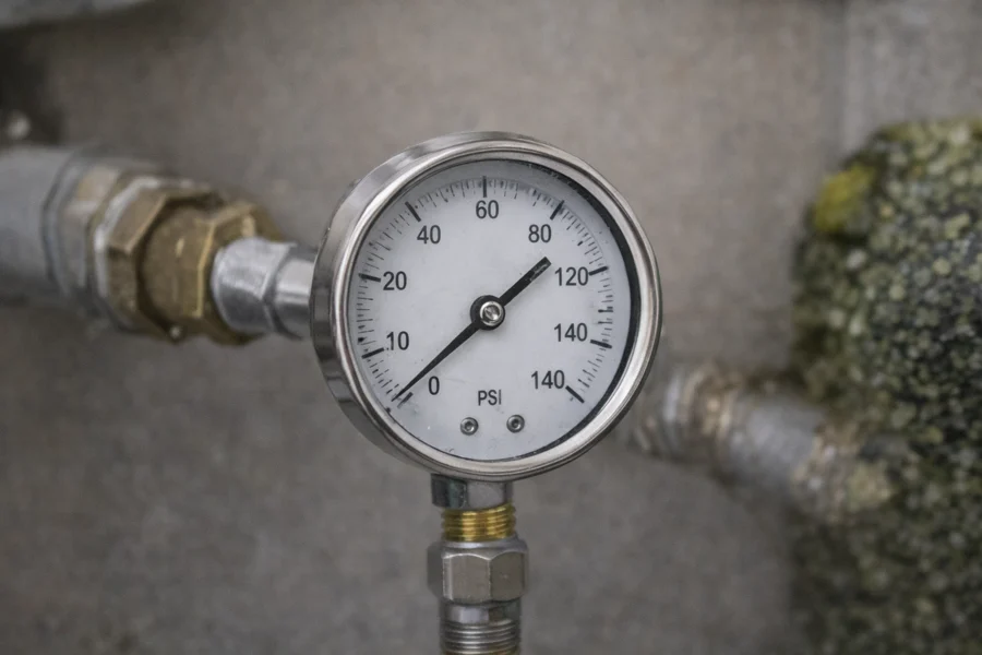 A plumbing water pressure gauge