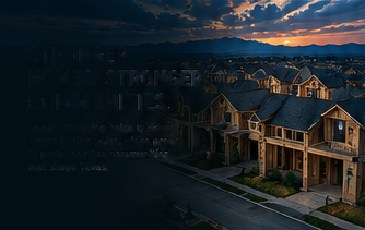 Illustrative community of new homes at dusk
