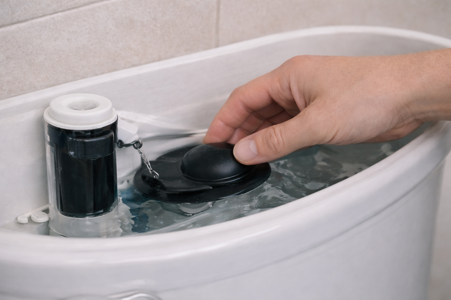 Press the flapper down